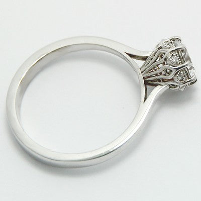 Lotus Style Solitaire Diamond Engagement Ring 14k White Gold