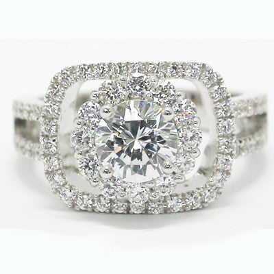 Magnificent Double Halo Split Band in 925 Sterling Silver