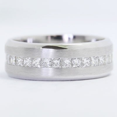 AshC Mens Diamond Ring 14k White Gold