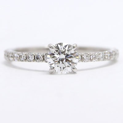 MER-P03 Delicate Tiny Diamond Engagement Ring 14k White Gold