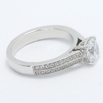 Micro Pave Double Row Engagement Ring 14k White Gold E94002