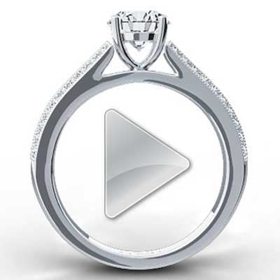 Micro Pave Double Row Engagement Ring 14k White Gold E94002