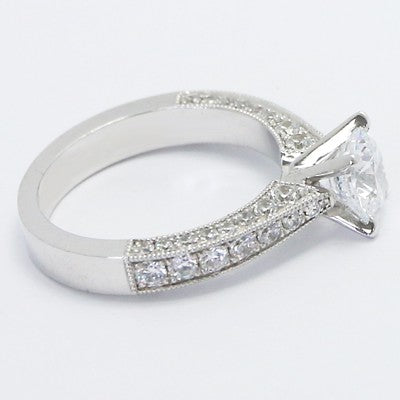 Micro Pave Engagement Ring 14k White Gold E93583