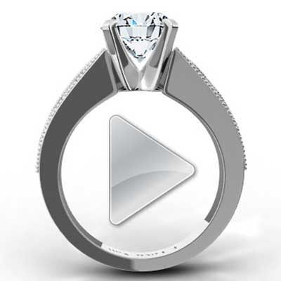 Vintage Designed Diamond Engagement Ring 14k White Gold E93609