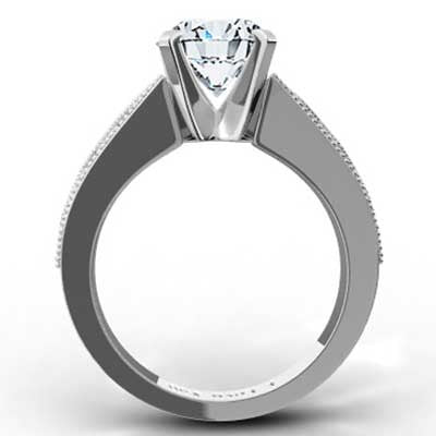 Milgrain Designed Diamond Engagement Ring 14k White Gold