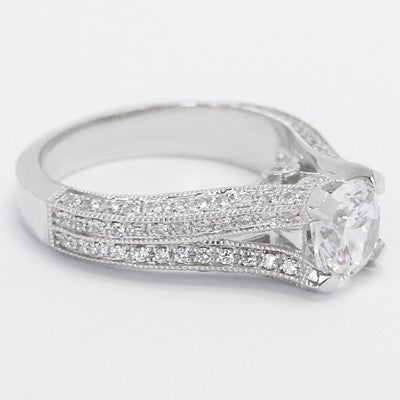 Designed Pave Split Band Engagement Ring 14k White Gold E93724