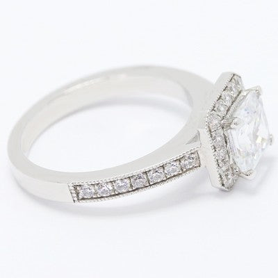 Octagon Halo Top Engagement Ring 14k White Gold