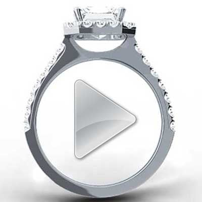 Cushion Shape Halo for Princess Cut Diamond 14k White Gold E94007