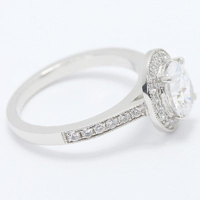 Oval Shape Halo Diamond Ring 14k White Gold E94014
