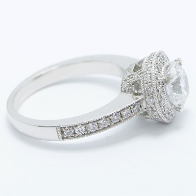 Pave Set Designer Inspired Diamond Engagement Ring 14k White Gold E93546