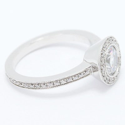 Pave Set Halo Style Diamond Engagement Ring 14k White Gold E93611