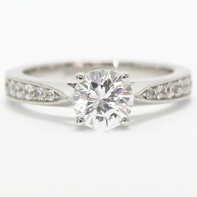 Pave Set Tapered Engagement Setting 14k White Gold E94003