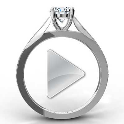 Pave Set Tapered Engagement Setting 14k White Gold