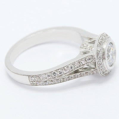 Pave Split Shank Halo Top Ring 14k White Gold