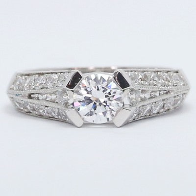 Pave Tension Style Engagement Ring 14k White Gold E93375