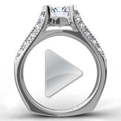 Pave Tension Style Engagement Ring 14k White Gold E93375