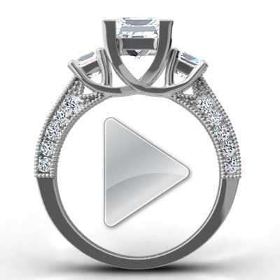 Princess Cut Pave Diamond Ring 14k White Gold E93529