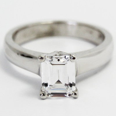 Radiant Cut Solitaire Ring 14k White Gold