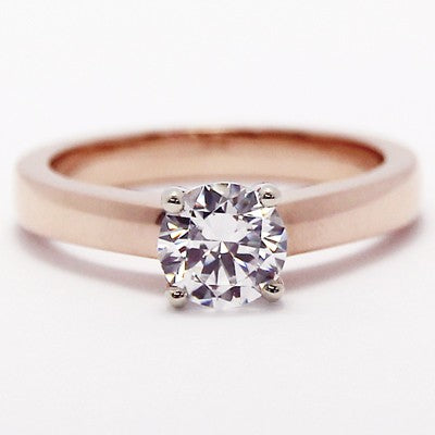 E93987R-Raised Four Claw Solitaire Engagement Ring 14k Rose Gold