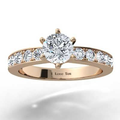 Classic Six Prong & Bead Set Channels 14k Rose Gold E93623R