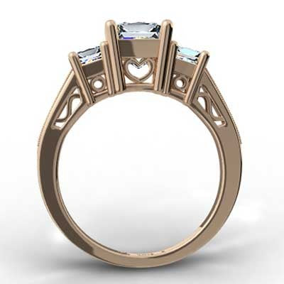 E93684R-Heart Shaped Filigree Design Engagement Setting 14k Rose Gold