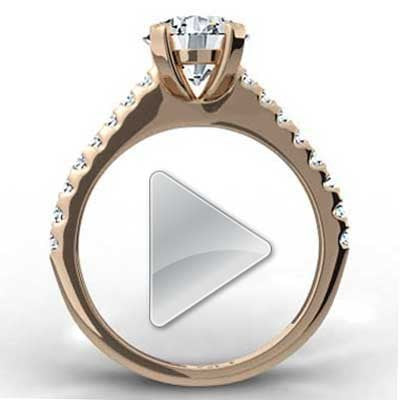 Rose Gold Thin Band French Pave Set Engagement Ring E94020R