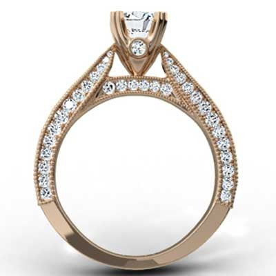 Triple Sided Pave Engagement Ring 14k Rose Gold E93613R