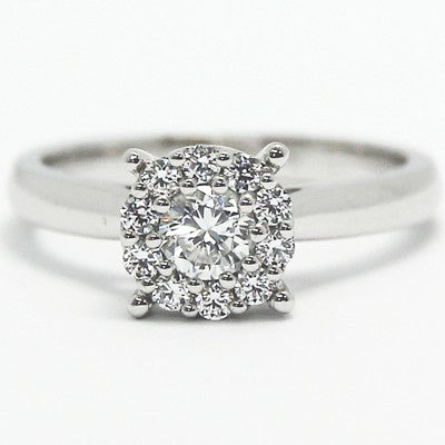 Round Brilliant Illusion Setting Halo Style Solitaire Ring 14k White Gold E94225