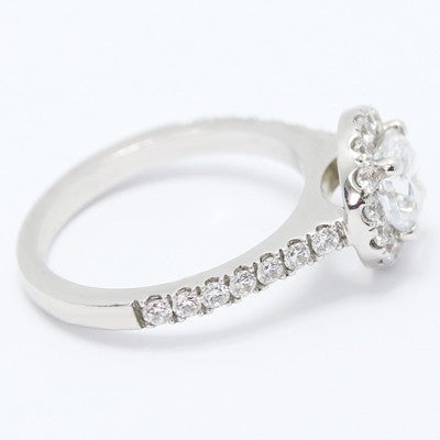 Round Halo With French Cut Pave Diamonds 14k White Gold E94007-1