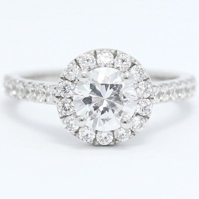 Round Halo With French Cut Pave Diamonds 14k White Gold E94007-1