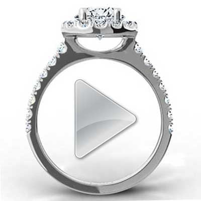 Round Halo With French Cut Pave Diamonds 14k White Gold E94007-1