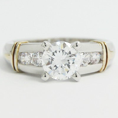 Side Channel Set Engagement Ring 14k White & Yellow Gold E93354
