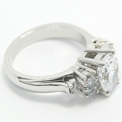 Side Cluster Engagement Ring 14k White Gold