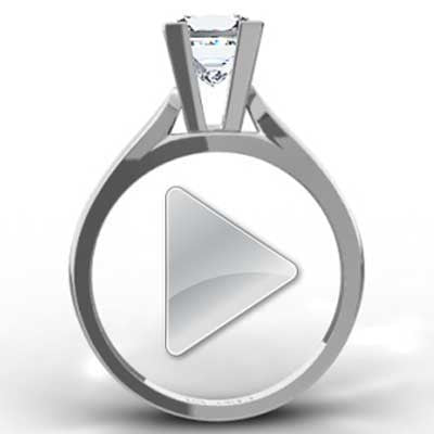 Slightly Tapered Princess Cut Solitaire 14k White Gold