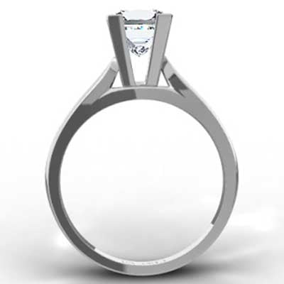 Slightly Tapered Princess Cut Solitaire 14k White Gold