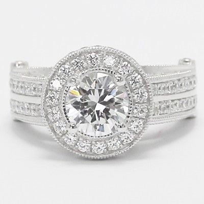 Sophisticated Cathedral Halo Design Ring in 925 Sterling Silver