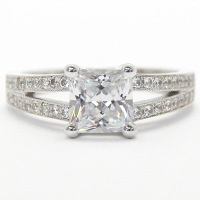 Split Band Princess Setting 14k White Gold E93723