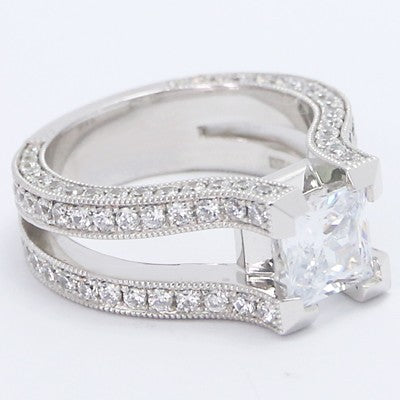 Split Shank Princess Cut Tension Style Diamond Ring 14k White Gold E3537