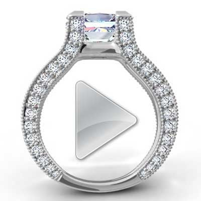 Split Shank Princess Cut Tension Style Diamond Ring 14k White Gold E3537