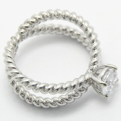 Split Wire Solitaire Engagement Ring 14k White Gold