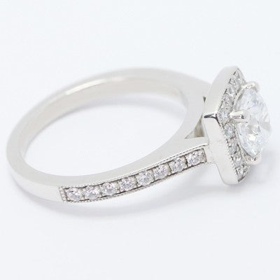 Squared Halo Top Engagement Setting 14k White Gold E93984