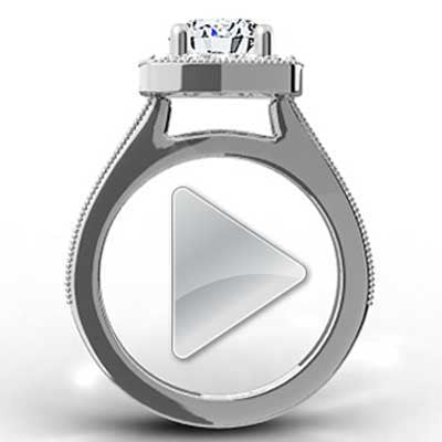 Squared Halo Top Engagement Setting 14k White Gold E93984