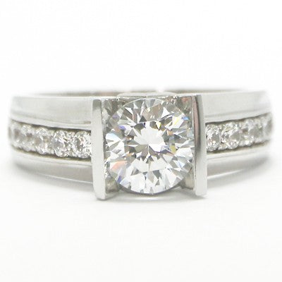 Straight Bar Tension Style Diamond Ring 14k White Gold E93511-1