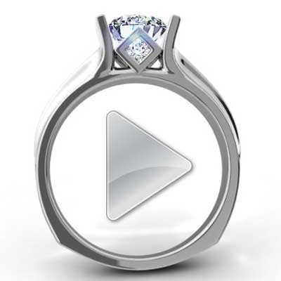 Straight Bar Tension Style Ring 14k White Gold