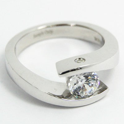 E94109  Swirl Bezel Style Engagement Ring 14k White Gold