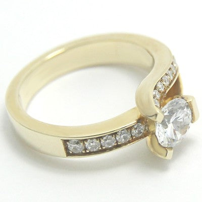 Swirl Style Diamond Engagement Ring 14k Yellow Gold