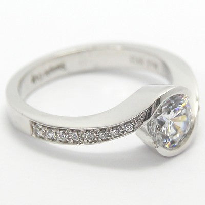 Swirl Style Engagement Ring 14k White Gold