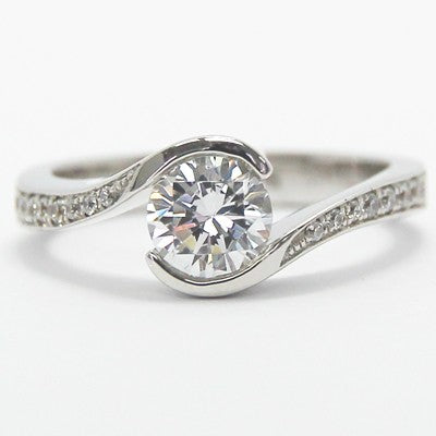 Swirl Style Engagement Ring 14k White Gold E93695
