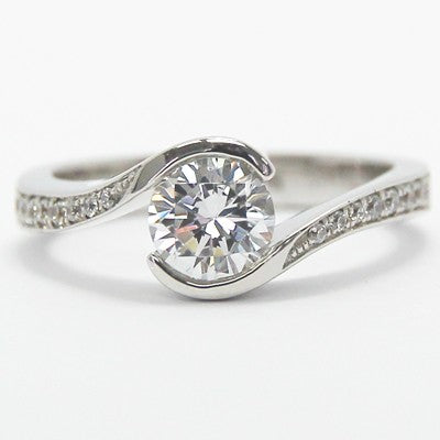 Swirl Style Engagement Ring 14k White Gold
