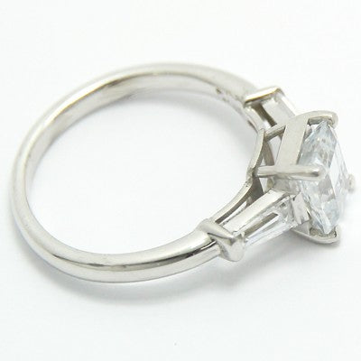 Tapered Baguette Emerald Cut Diamond Ring 14k White Gold